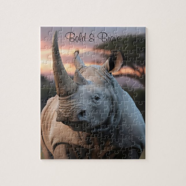 Puzzle Personnaliser Nom Corned Rhino Cadeau (Vertical)
