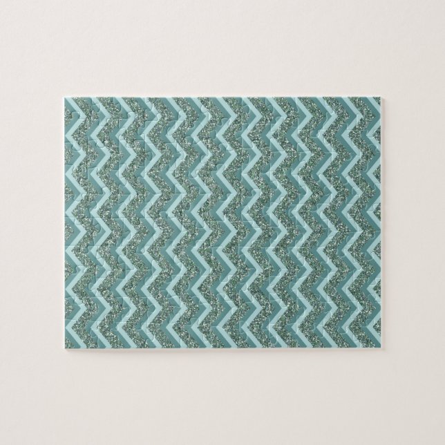 Puzzle Personnalisez cette Parties scintillant Turquoise  (Horizontal)