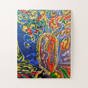 Puzzle Peter Max aquarelle colorée Vase avec fleurs