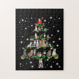 Puzzle Petit Arbre De Noël Cat Couvert De Flamme De Flam