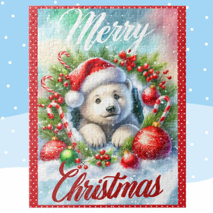 Puzzle Petit Ours Polaire Joyeux Noël Enfant