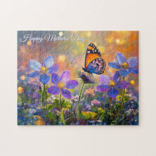 Puzzle Petit Papillon Sur Fleurs Sauvages Fête Des Mères