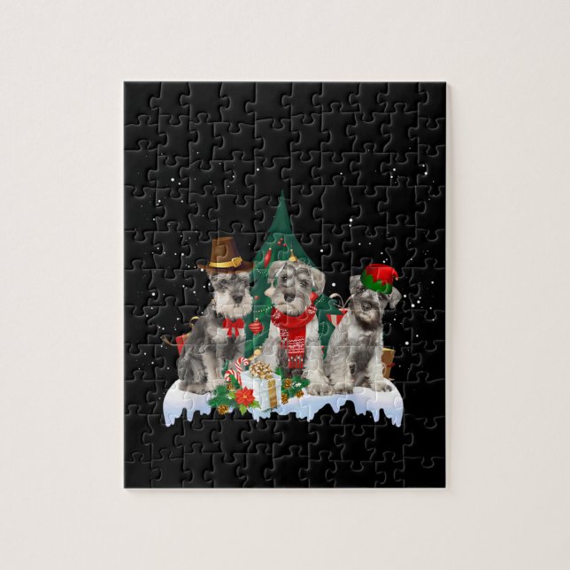 Puzzle Petit Schnauzer de Noël chien (Vertical)