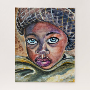 Puzzle Petite fille aux yeux bleus avec Casquette - Aquar