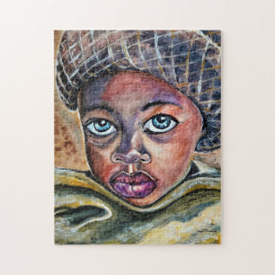 Puzzle Petite fille aux yeux bleus avec Casquette - Aquar