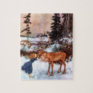 Puzzle Petite Fille et Élan