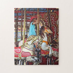 Puzzle Petite fille sur Merry-Go-Round