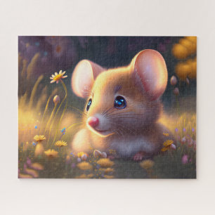 Puzzle Petite souris dans une prairie fleurie