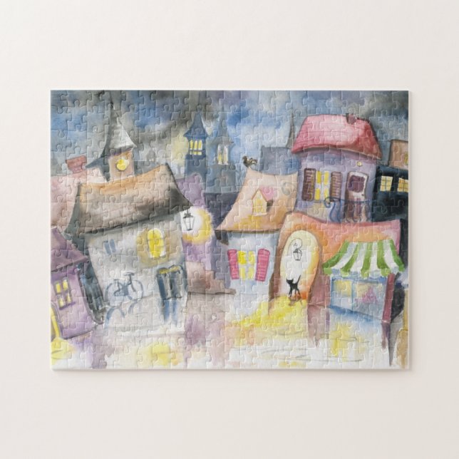 Puzzle Petite ville la nuit (Horizontal)