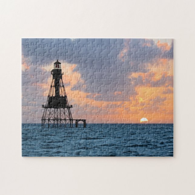 Puzzle Phare américain de banc, clés de la Floride (Horizontal)