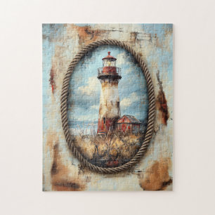 Puzzle Phare Art avec bordure en corde