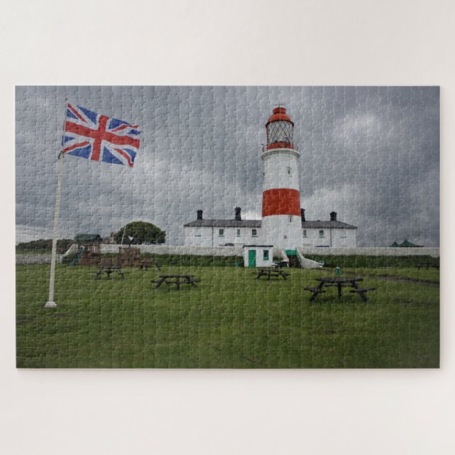 Puzzle Phare avec le drapeau britannique (Horizontal)