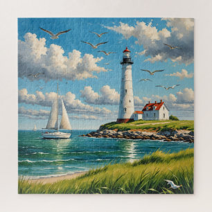 Puzzle Phare Blanc Avec Voilier