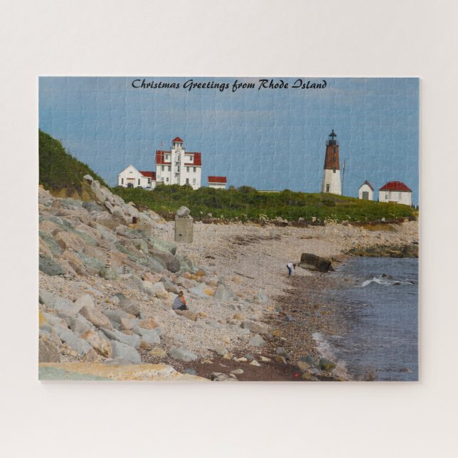 Puzzle Phare Rhode Island.Salutations de Noël (Horizontal)
