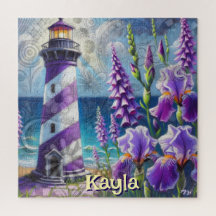 Phare violet avec Foxglove & Iris Personnalisé