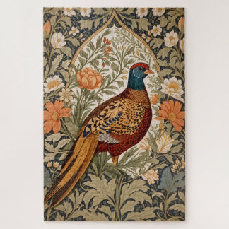 Puzzle Pheasant Vintage Floral William Morris Inspired 