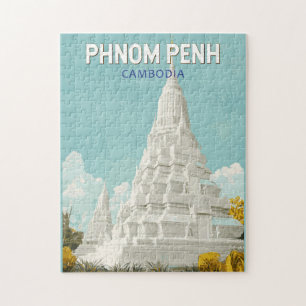 Puzzle Phnom Penh Cambodge Illustration Voyage Art Retro
