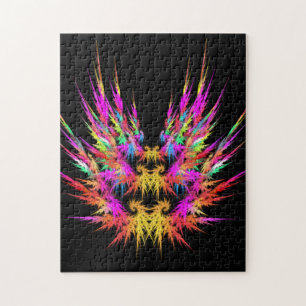 Puzzle Phoenix - art fractal coloré sur noir
