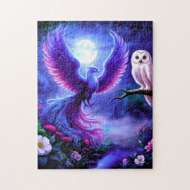 Puzzle Phoenix majestueux à Midnight Garden avec Hibou (Vertical)