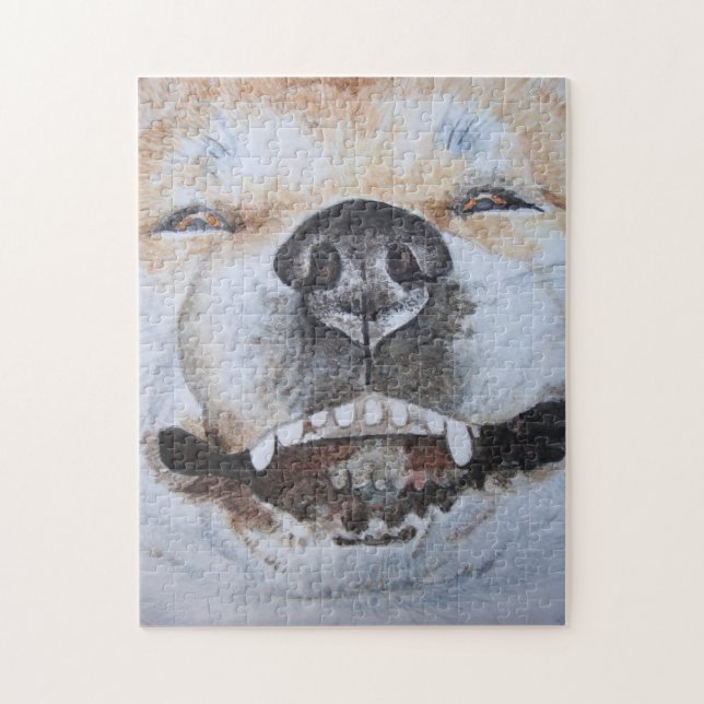 Puzzle photo amusante de mignon chien souriant (Vertical)