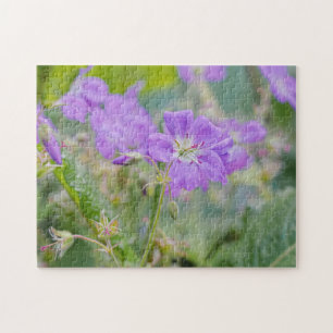 Puzzle Photo botanique de fleur sauvage de géranium pourp