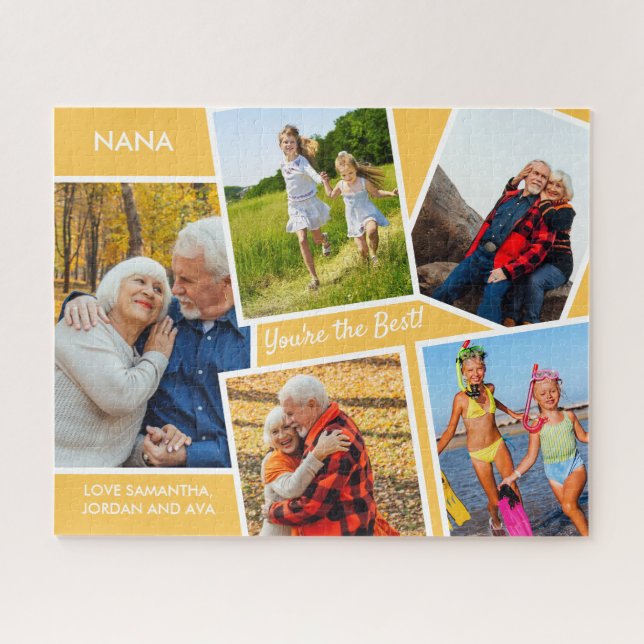 Puzzle Photo Collage 5 images Jaune Personnalisée Nana (Horizontal)