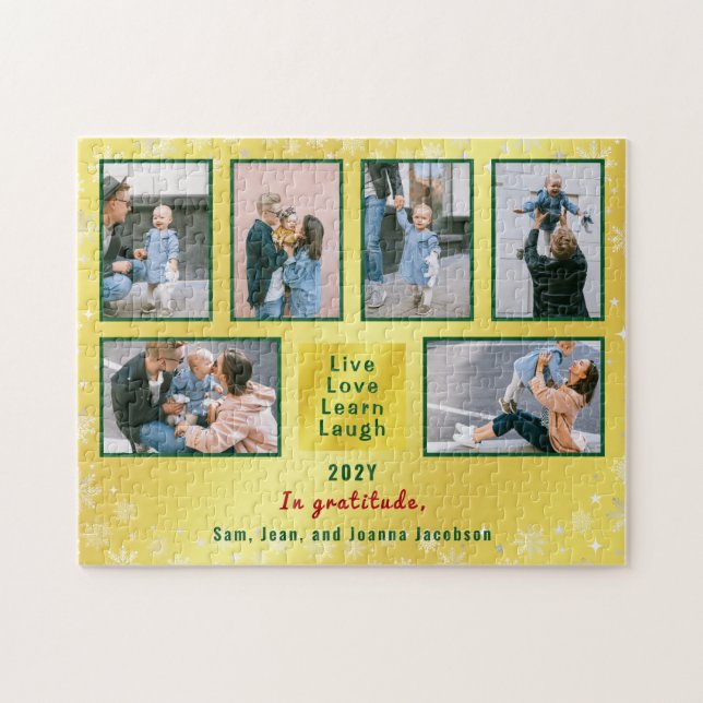 Puzzle Photo Collage 6 Img Live Love Learn Lauder Golden (Horizontal)