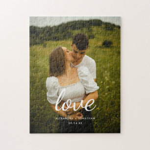 Puzzle Photo de couple de mariage avec écriture 'Amour' m