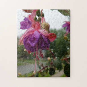 Puzzle photo de fleur de fuchsia rose créatif