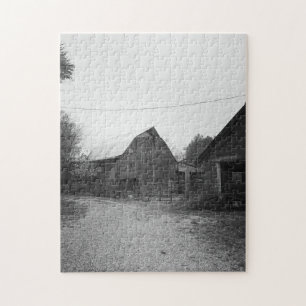Puzzle Photo de la grange noire et blanche