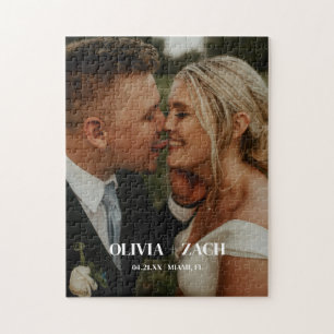 Puzzle Photo de mariage personnalisé minimal couple & nom