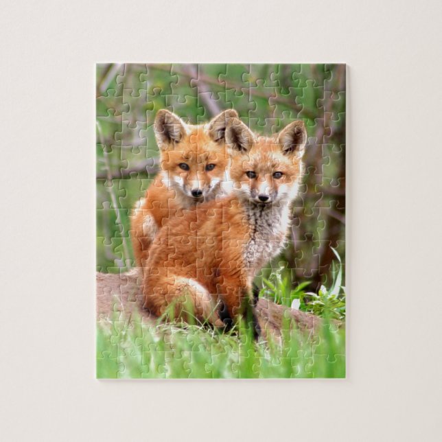 Puzzle Photo des kits adorables de renard rouge se (Vertical)