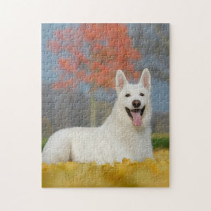 Puzzle Photo d'un berger suisse blanc - Joli ami de la fu