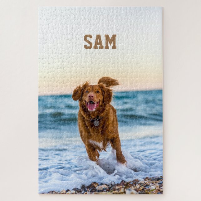 Puzzle Photo et nom du chien personnalisé (Vertical)