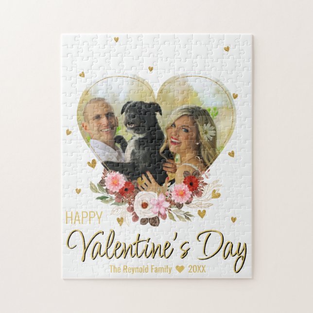 Puzzle Photo Heart Gold Parties scintillant Hearts Saint- (Vertical)