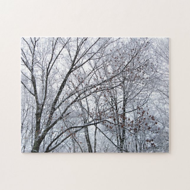 Puzzle Photo hivernale du chêne couvert de neige (Horizontal)
