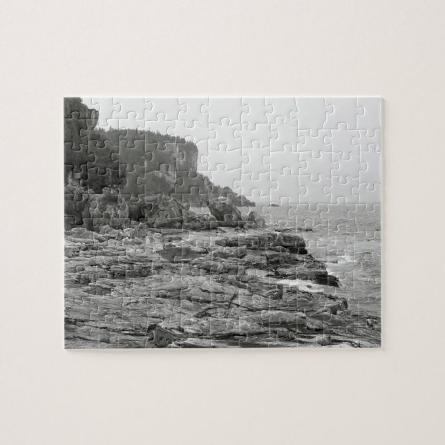 Puzzle photo noir et blanc Rocky Shoreline (Horizontal)