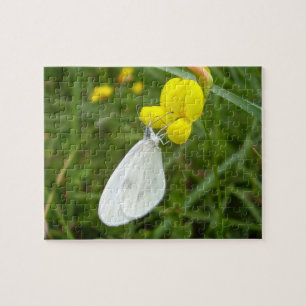 Puzzle photo papillon blanc en bois avec boîte cad