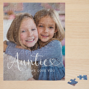 Puzzle Photo personnalisé Tante On t'aime Cœur mignon