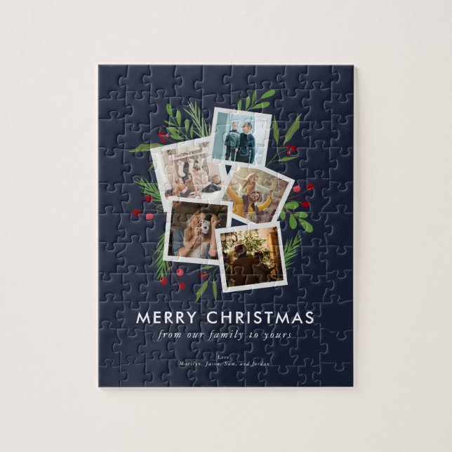 Puzzle Photo personnalisée Collage de Noël Modern Holly N (Vertical)