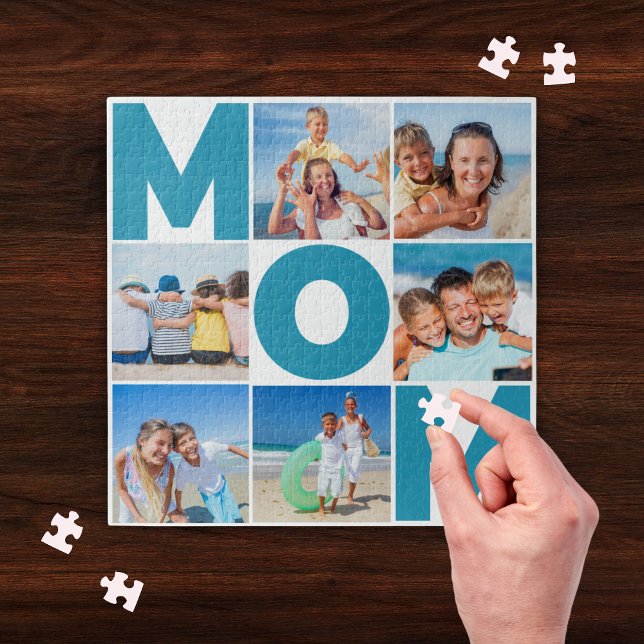Puzzle Photo personnalisée de la maman Collage photo 6 ph (Personalized Mom Photo Collage 6 Picture Custom Jigsaw Puzzle)