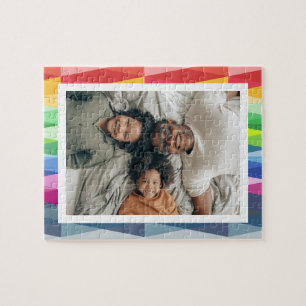 Puzzle Photo personnalisée Rainbow géométrique moderne
