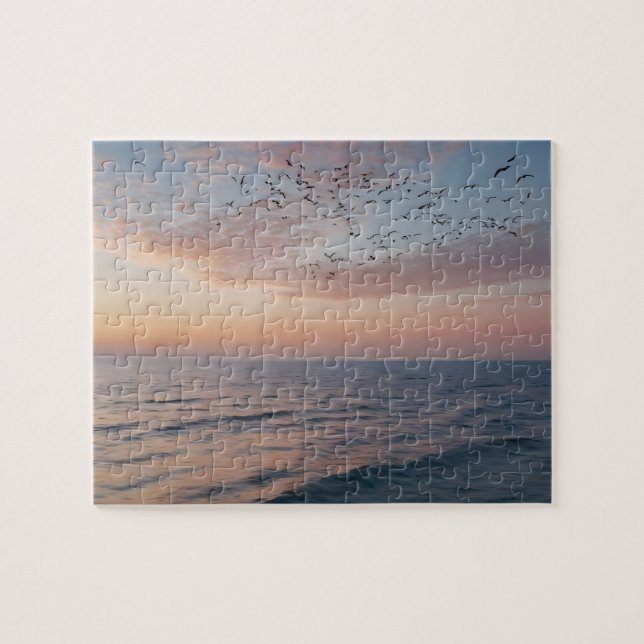 Puzzle Photo personnalisée Sunset Beach Waves personnalis (Horizontal)