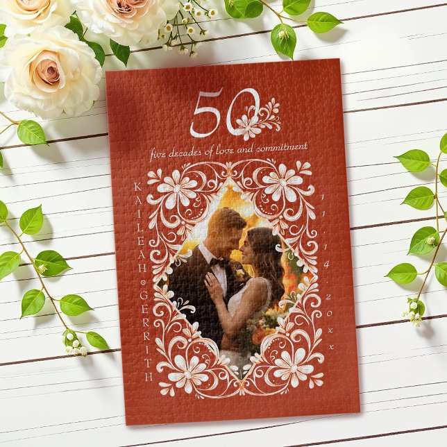 Puzzle Photo romantique Rouille rouge 50 Anniversaire Puz (Créateur téléchargé)