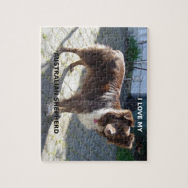 Puzzle PIC rouge de l'amour W de berger australien tri (Vertical)