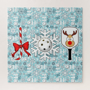 Puzzle Pickleball Joie Noël Ho Ho Ho Snowballs Bleu