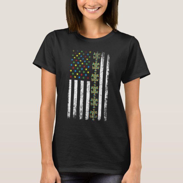 Puzzle Piece Autismus Bewusstsein der amerikanisch T-Shirt (Vorderseite)