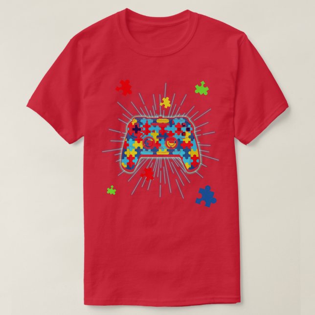 Puzzle Piece Video Game Controller Gamers Autismus T-Shirt (Design vorne)