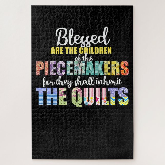 Puzzle Piecemakers Bénis Enfants Drôle Quilting (Vertical)