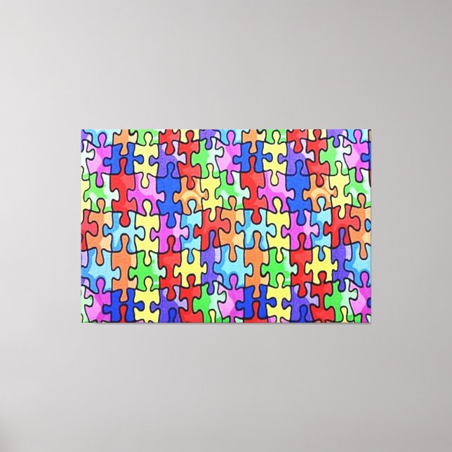 PUZZLE PIECES AUTISM 3 Panel Leinwand Mauer Art (Vorderseite)